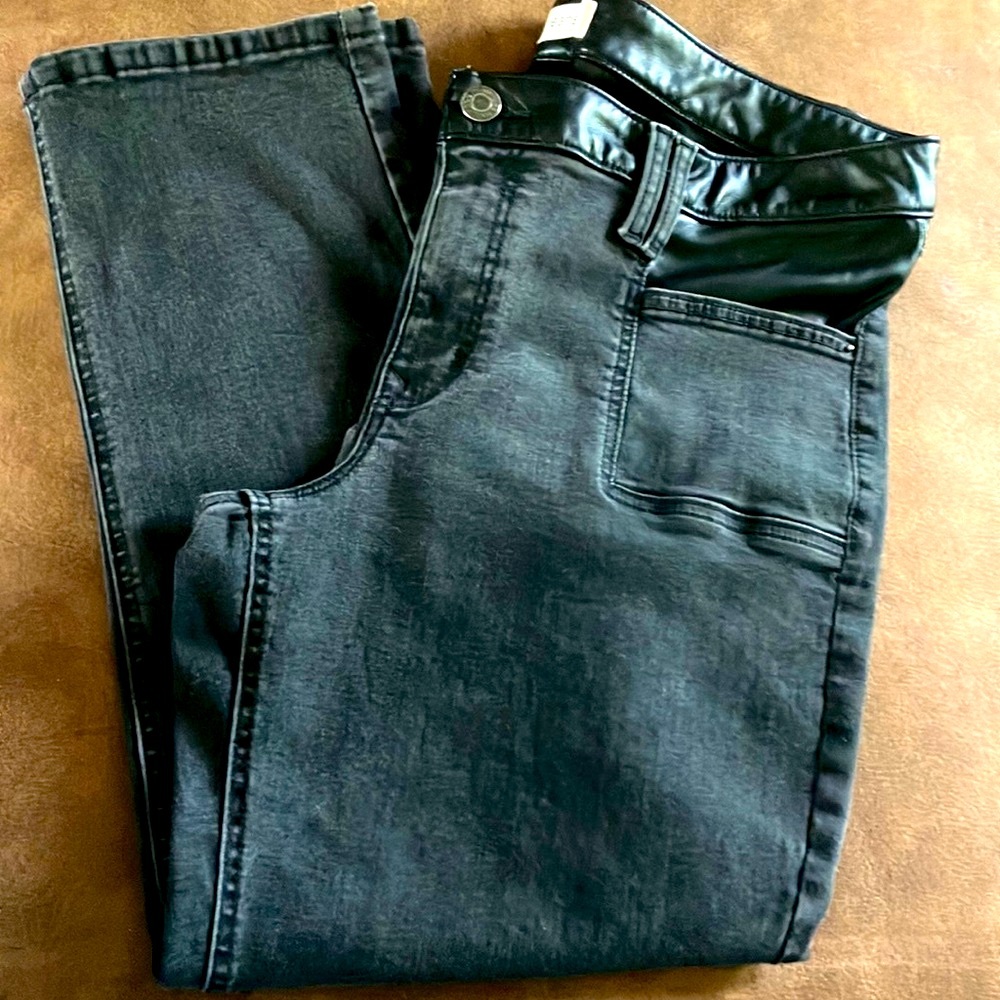 Vintage Maurices Black Jeans with Faux‎ Leather Waistband